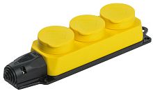 Колодка удлинителя с заземлением IEK Омега 3-м с крышкой 16А 3500Вт IP44 каучук желтый картинка 